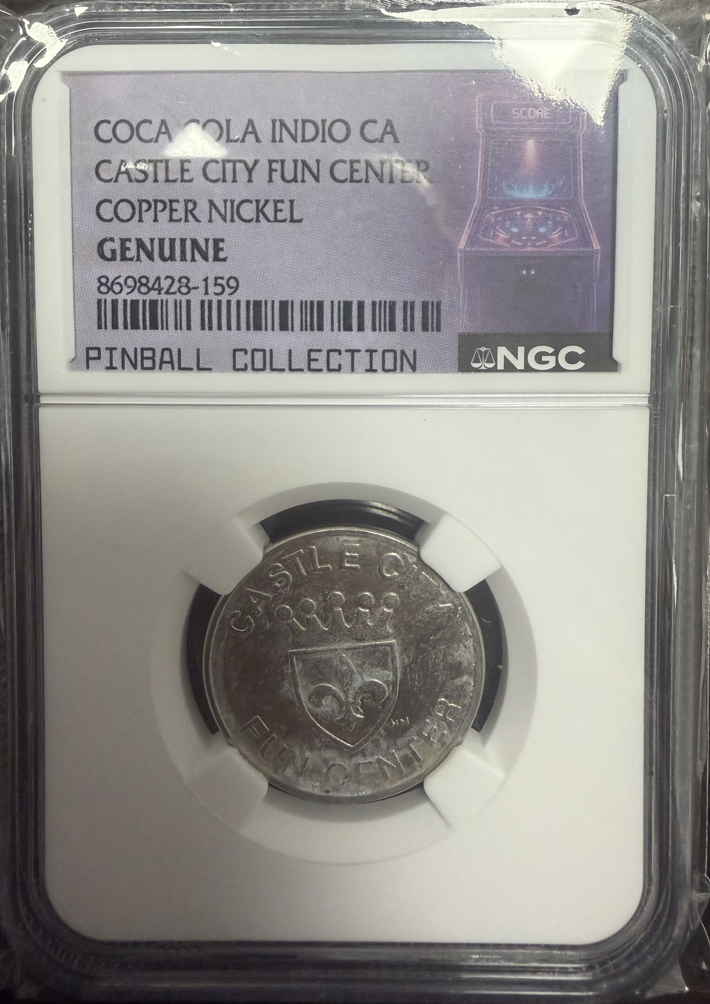Coca-Cola Castle City Fun Center Indio CA Token NGC Pinnall Collection RARE
