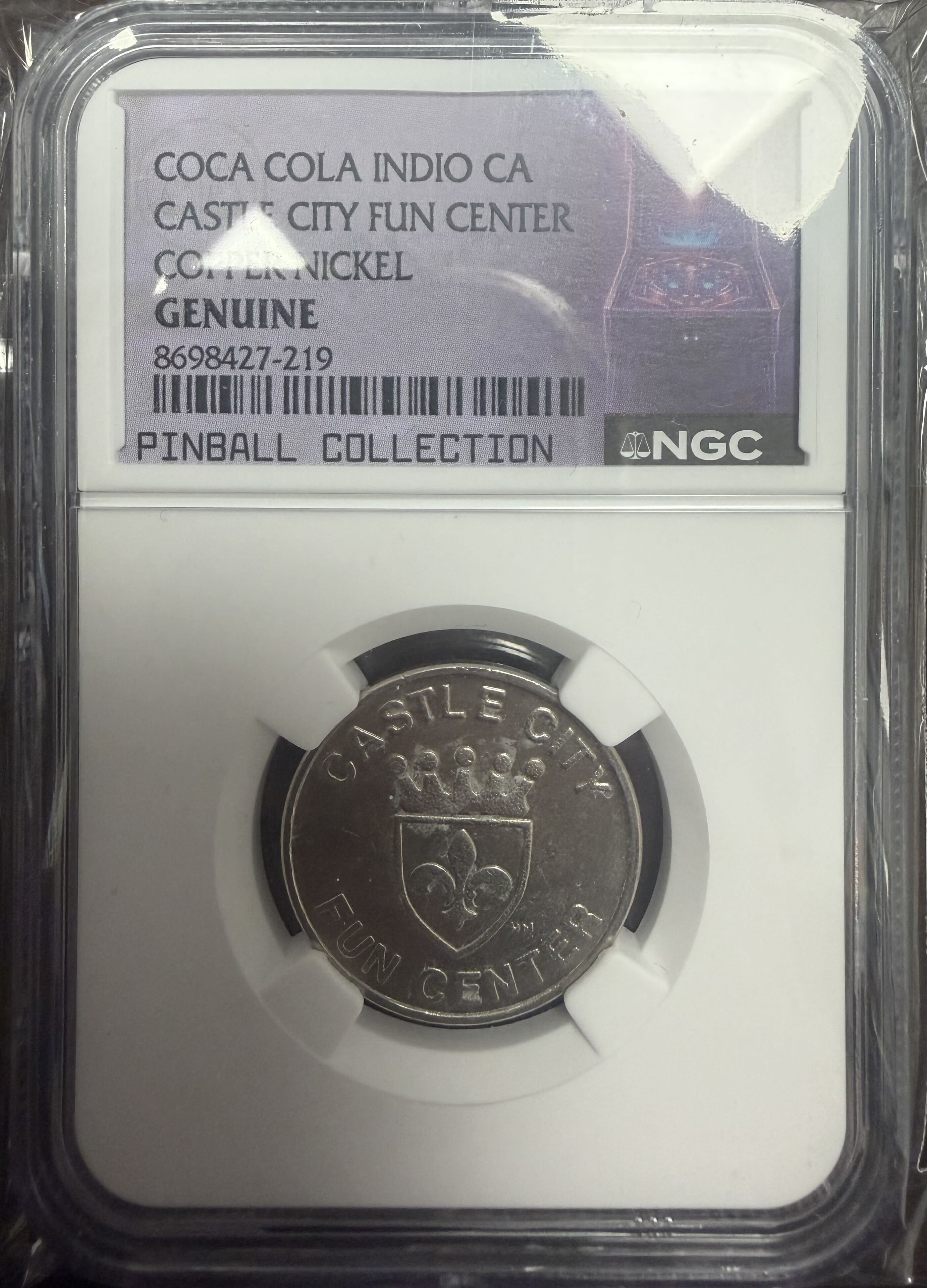 Coca-Cola Castle City Fun Center Indio CA Token NGC Pinnall Collection RARE
