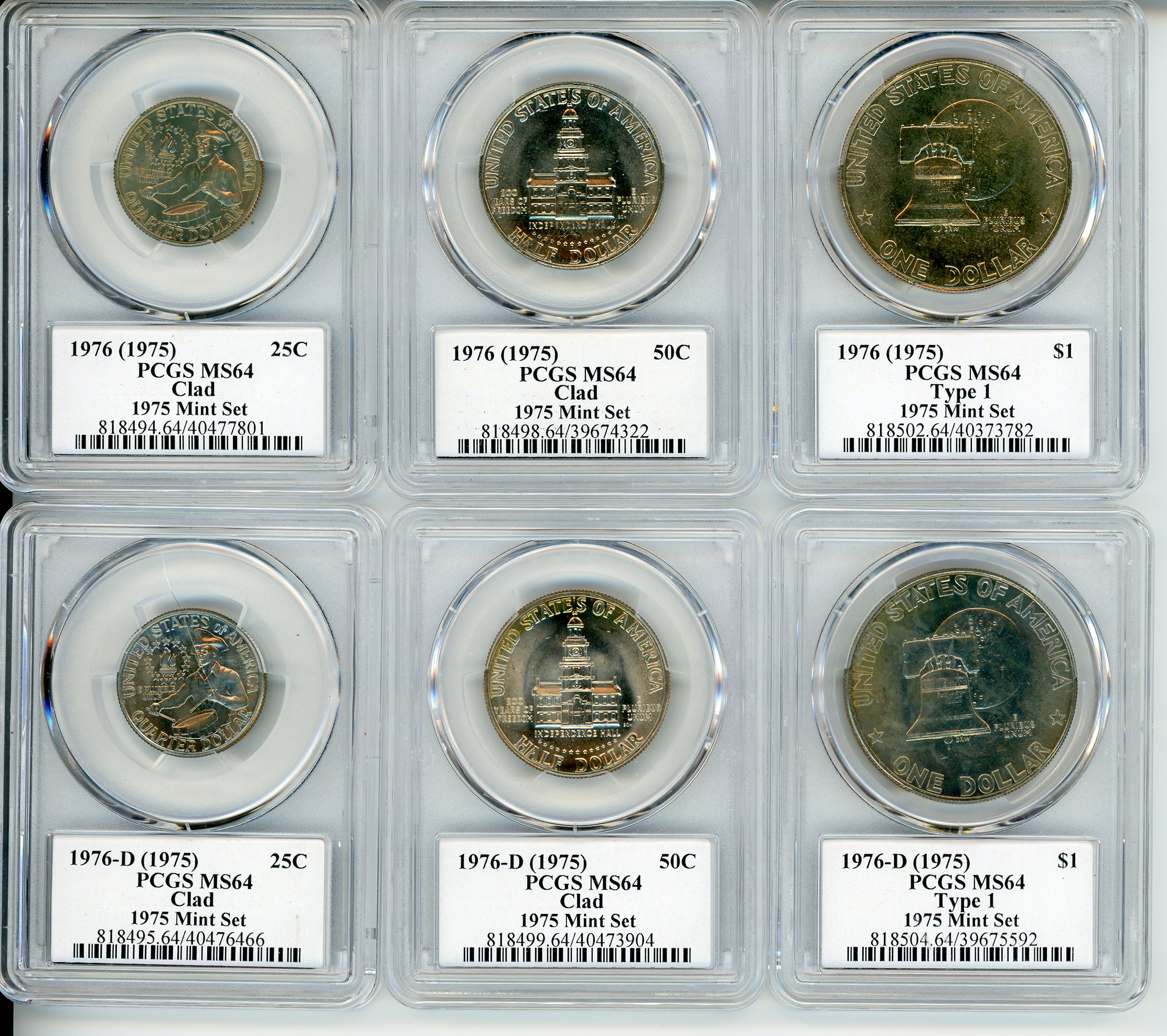 "The Lost Years" 1975 6pc Set of Bicentennial Coins