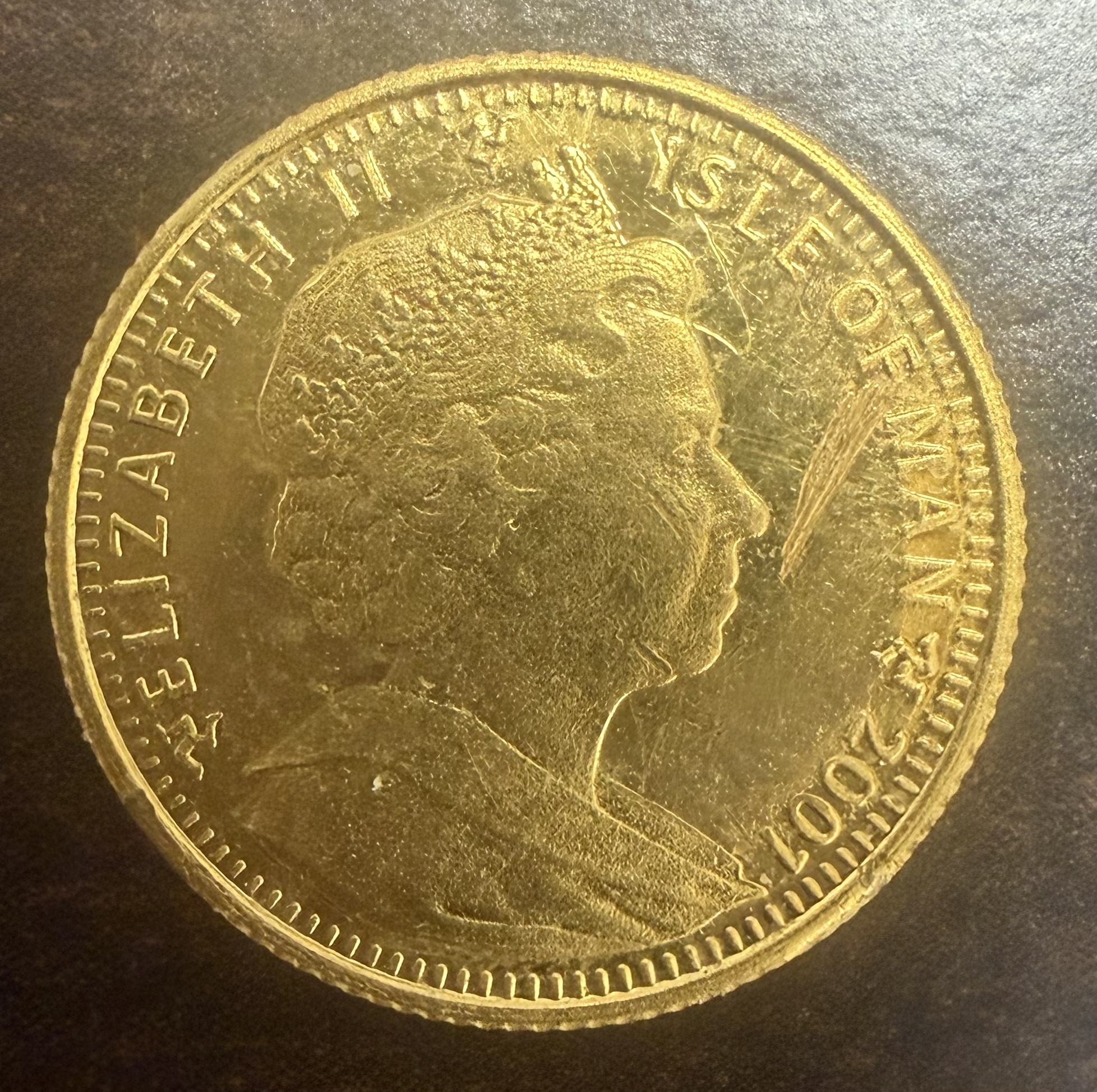 2001 Isle of Man 1.24g Gold Coin Elizabeth II AU 1/25 oz 