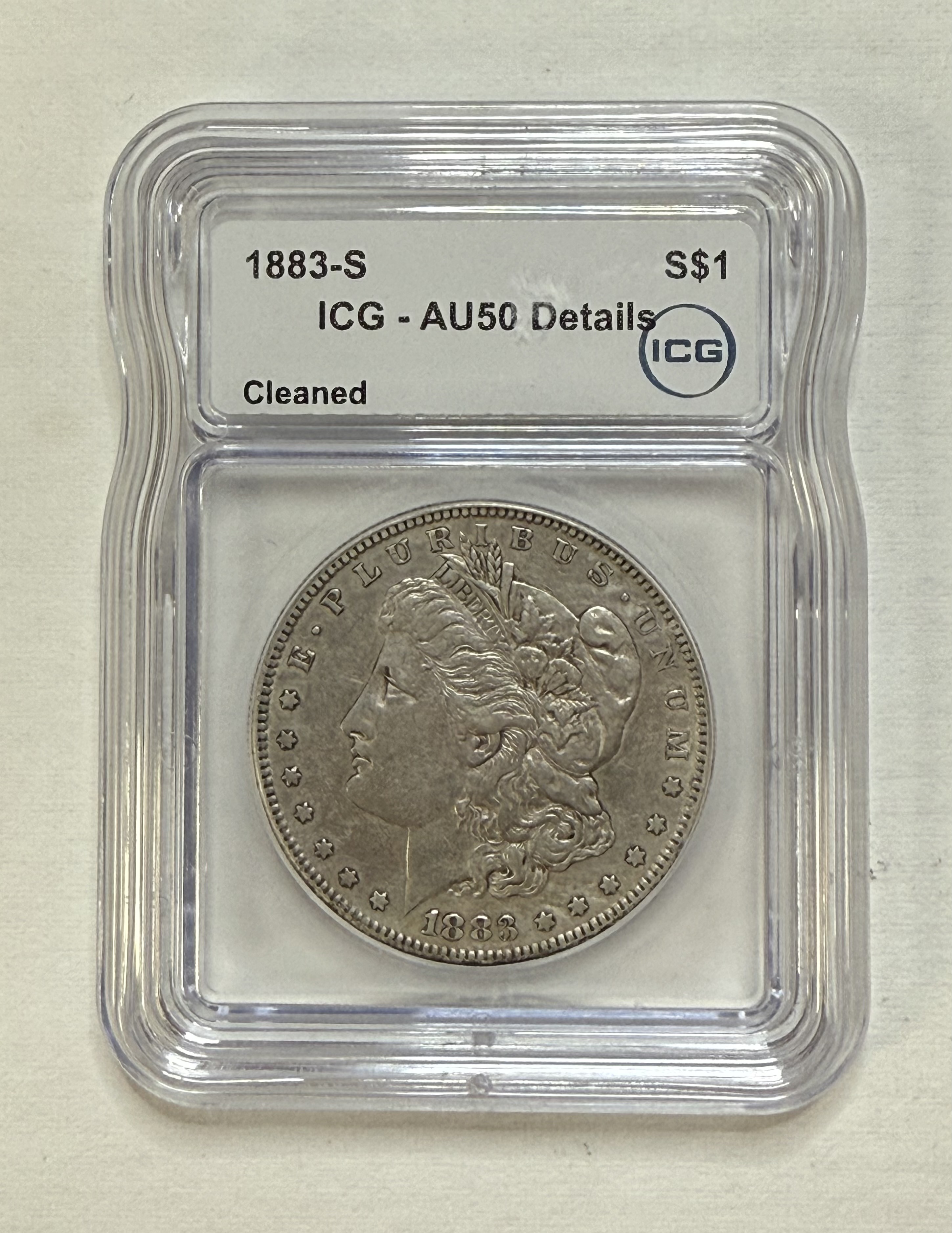 1883 S Morgan Silver Dollar ICG AU50 Details