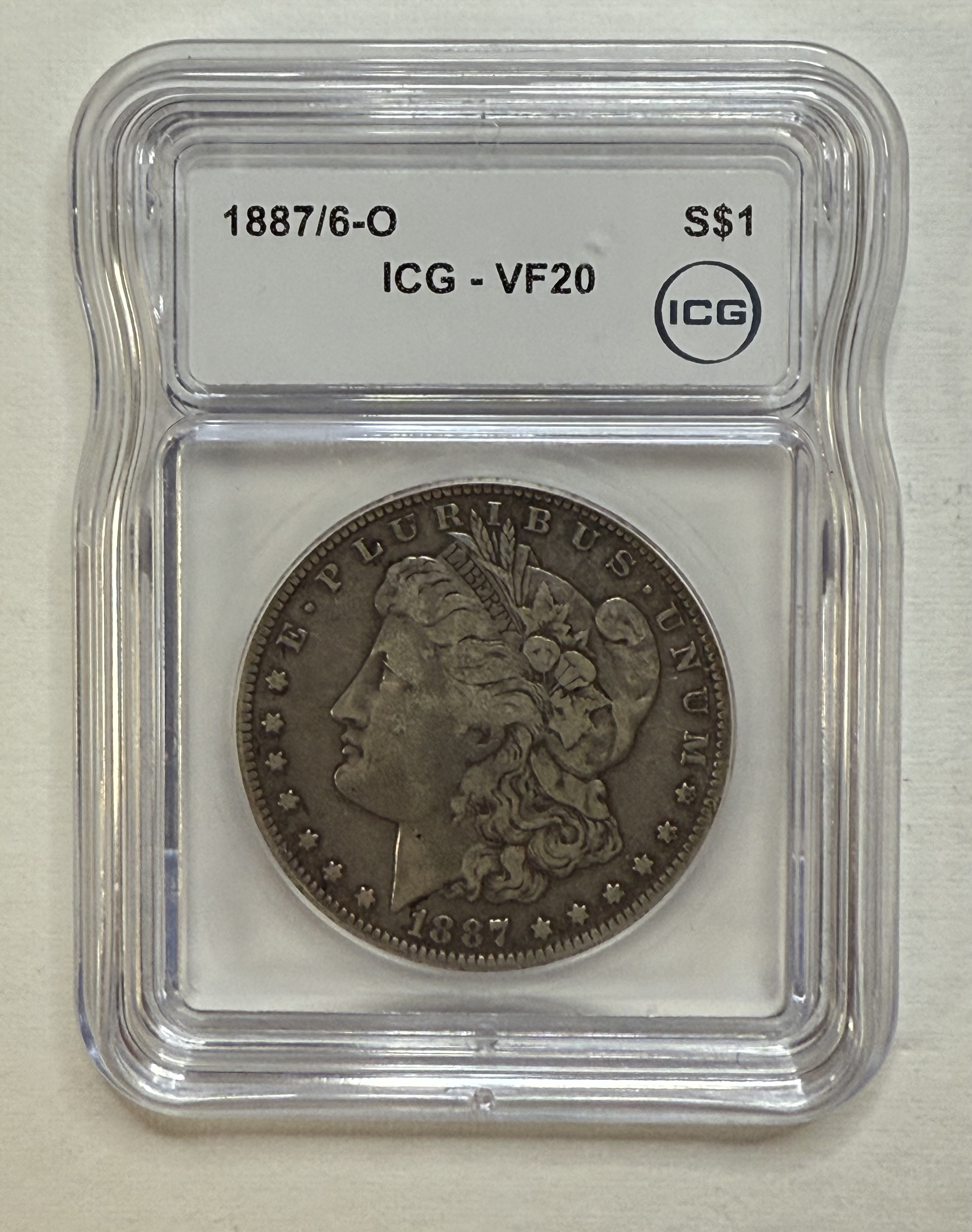 1887/6 O Morgan Silver Dollar ICG VF20