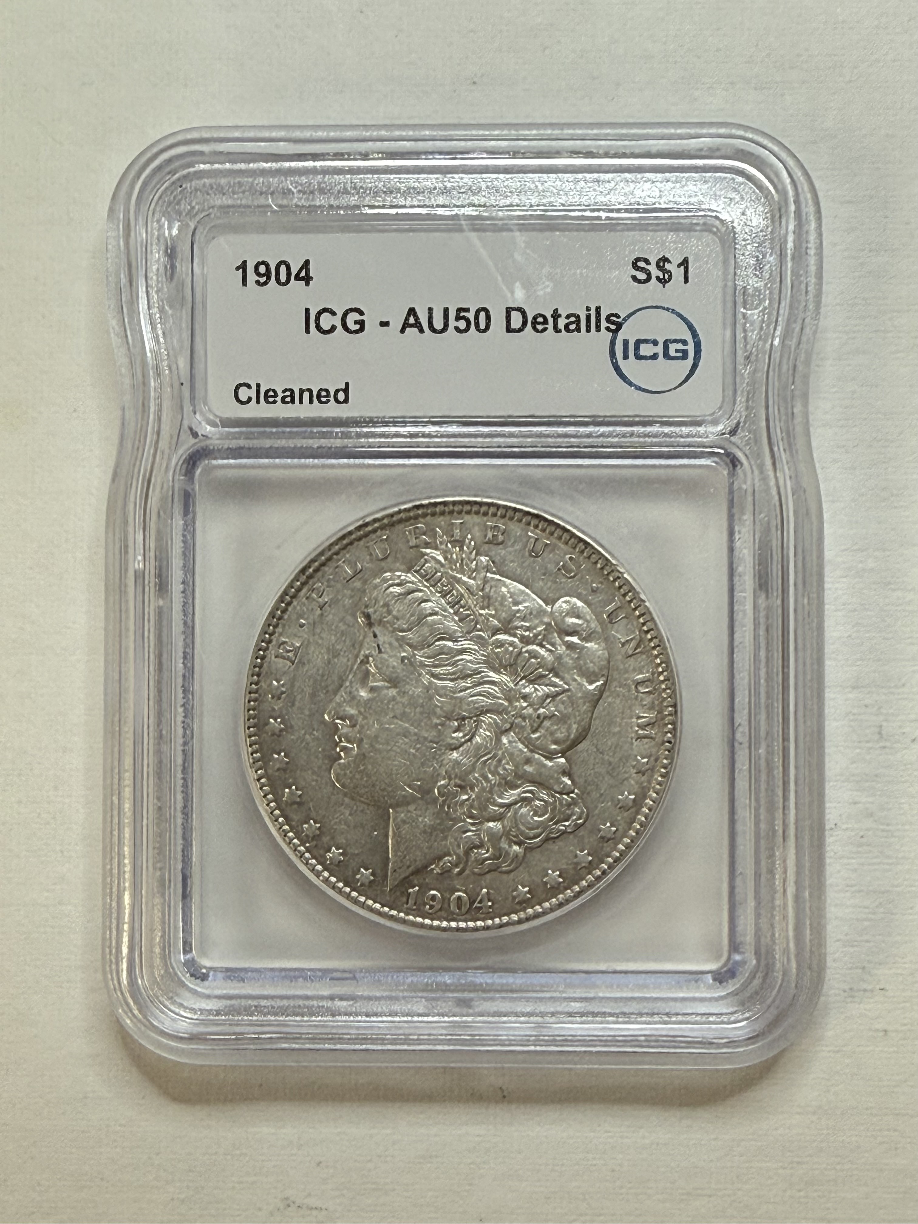 1904 P Morgan Silver Dollar ICG AU50 Details
