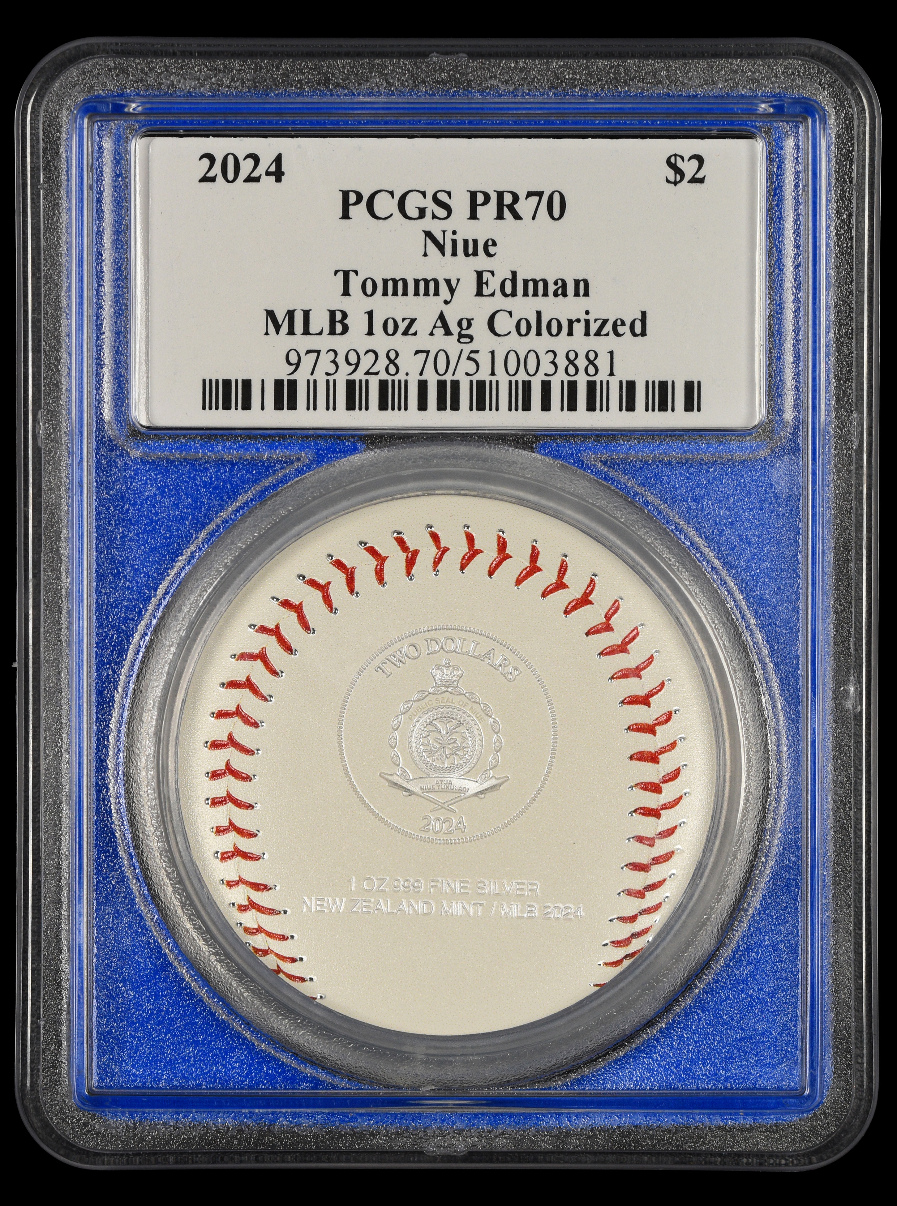 2024 Niue $2 Silver MLB Celebrity Mint Tommy Edman Signed PCGS PR70