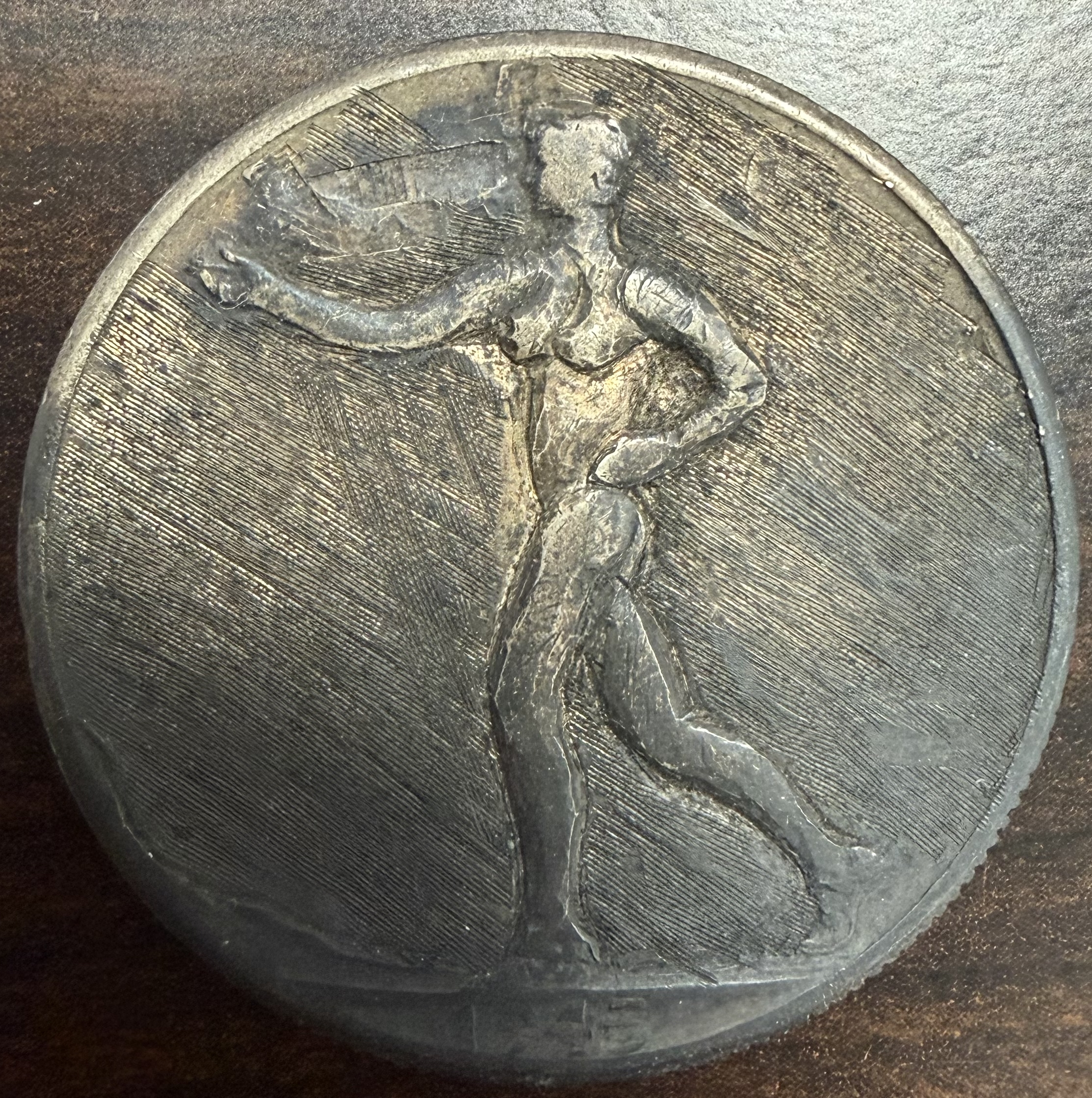 Hand Carved Walking Liberty Half Dollar Hobo Coin Nude Woman Folk Art 90% Silver