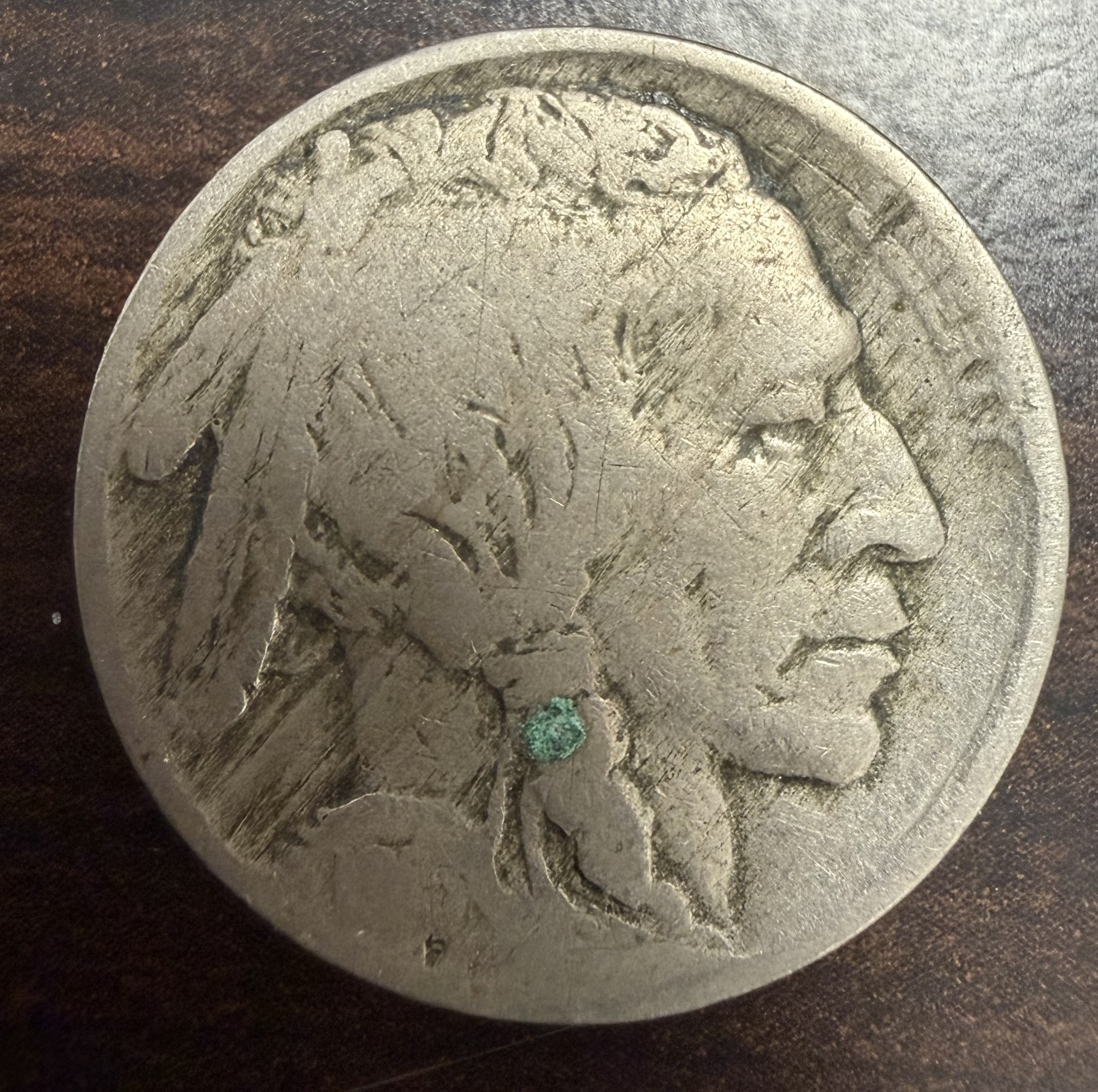 Dateless Buffalo Nickel – Heavily Worn/Damaged Indian Head 5 Cent Coin – As Is