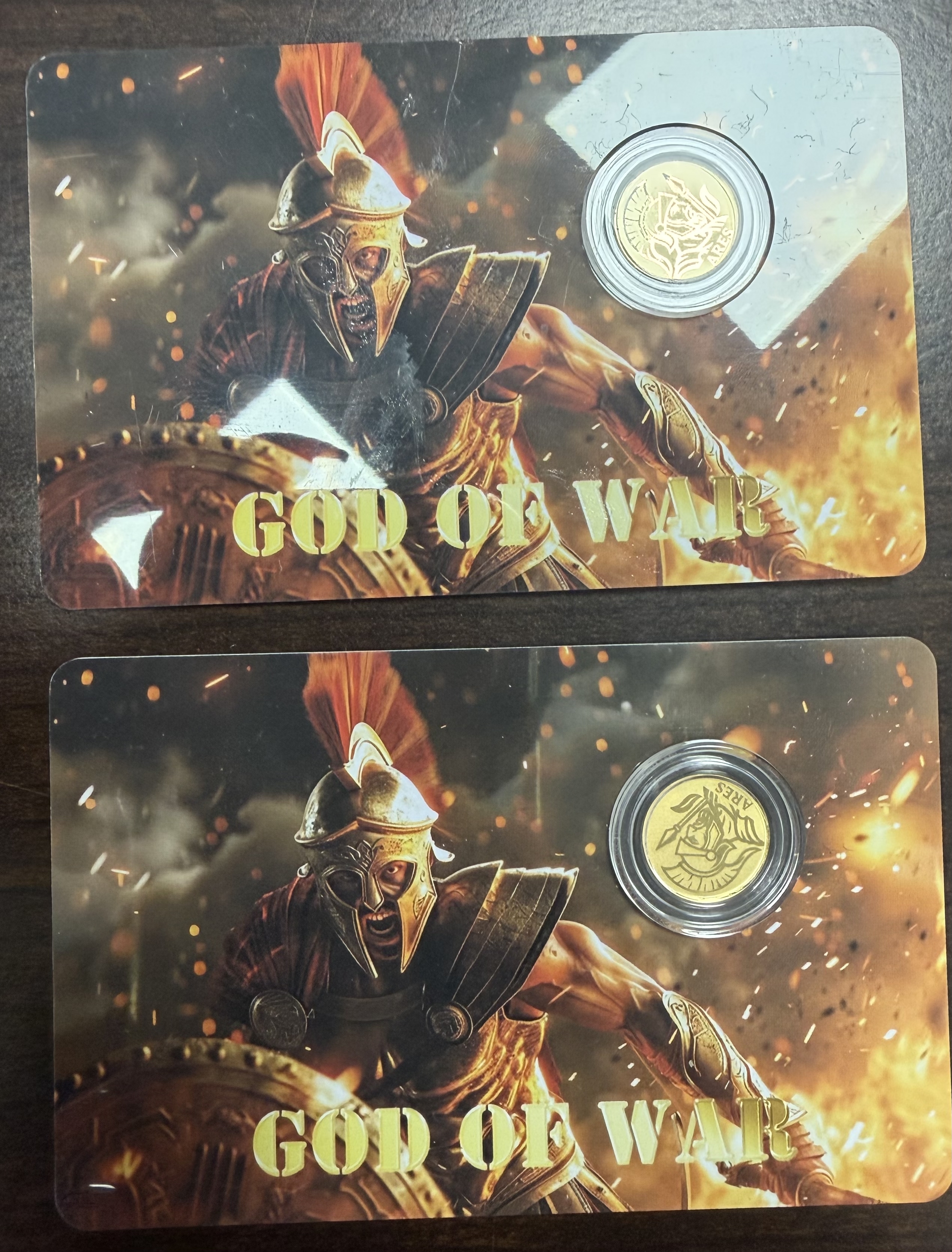 2026 Niue Ares God of War 1/1000 oz .9999 Gold Coins Pair #9417-9418