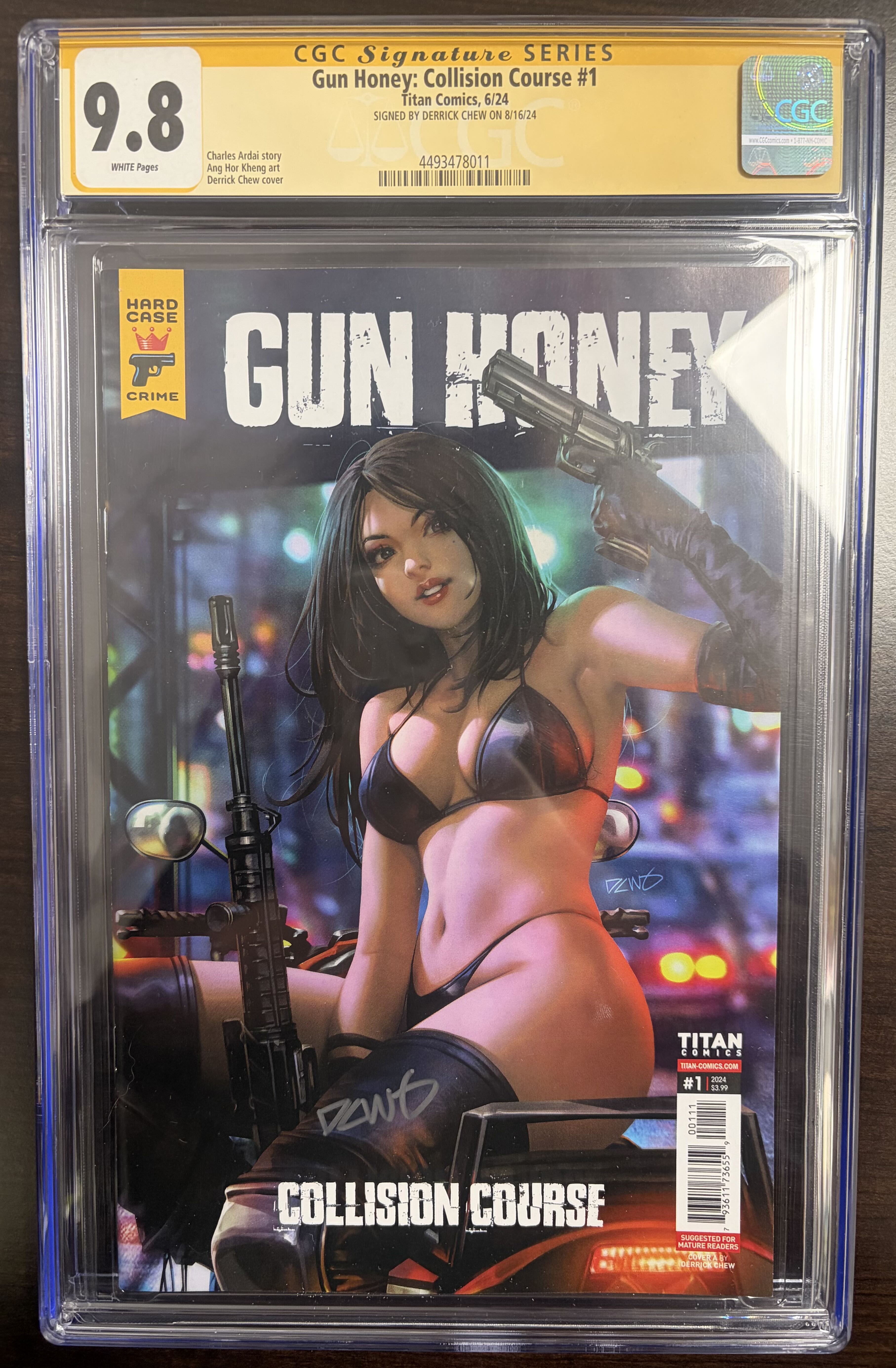 Graded and Signed Comic :Gun Honey: Collision Course #1 Variant Cover 1 Signed by Derrick Chew CGC 9.8