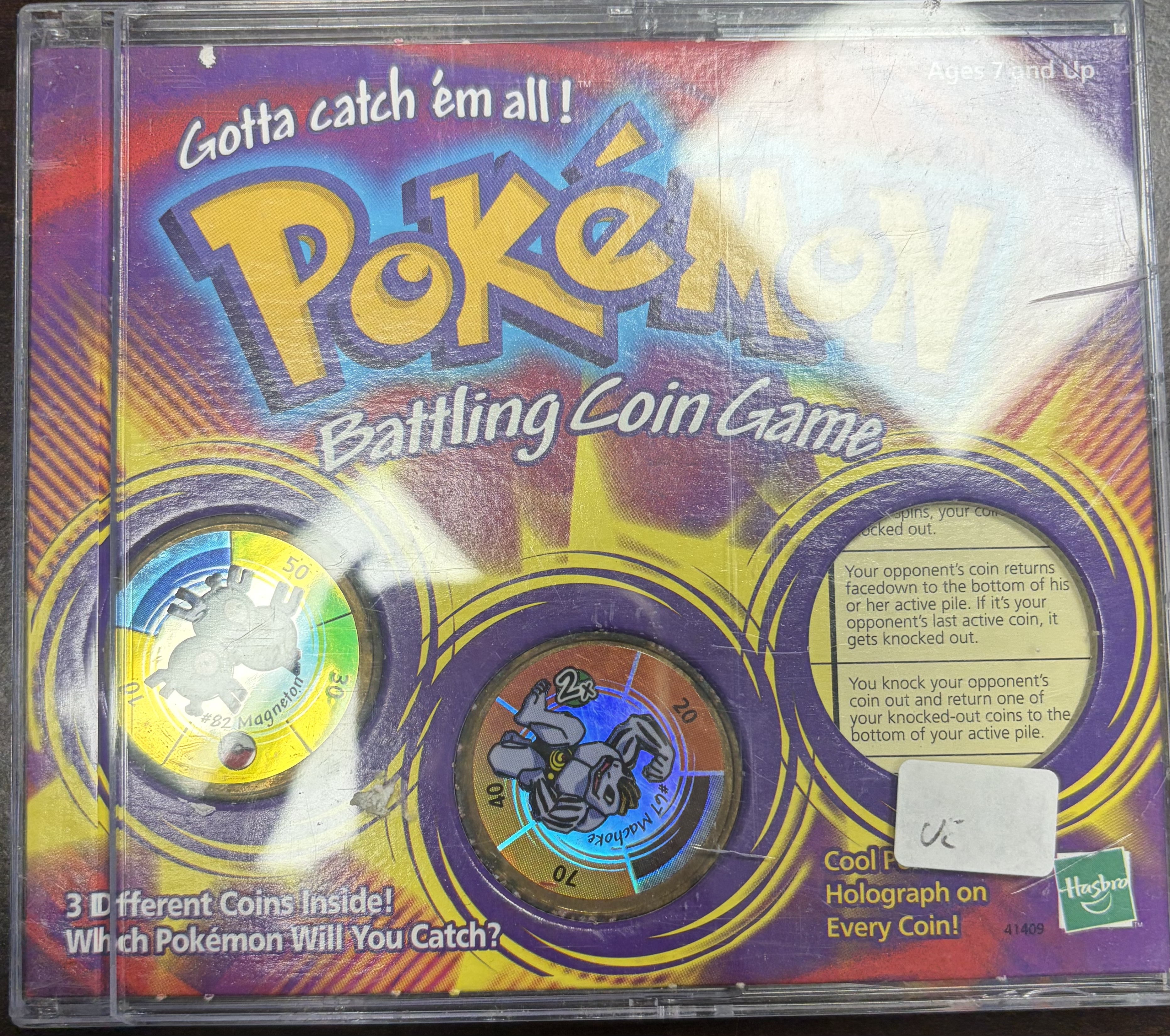  Vintage 1999 Pokemon Battling Coin Game Hasbro 41409 Magneton Machoke Incomplete