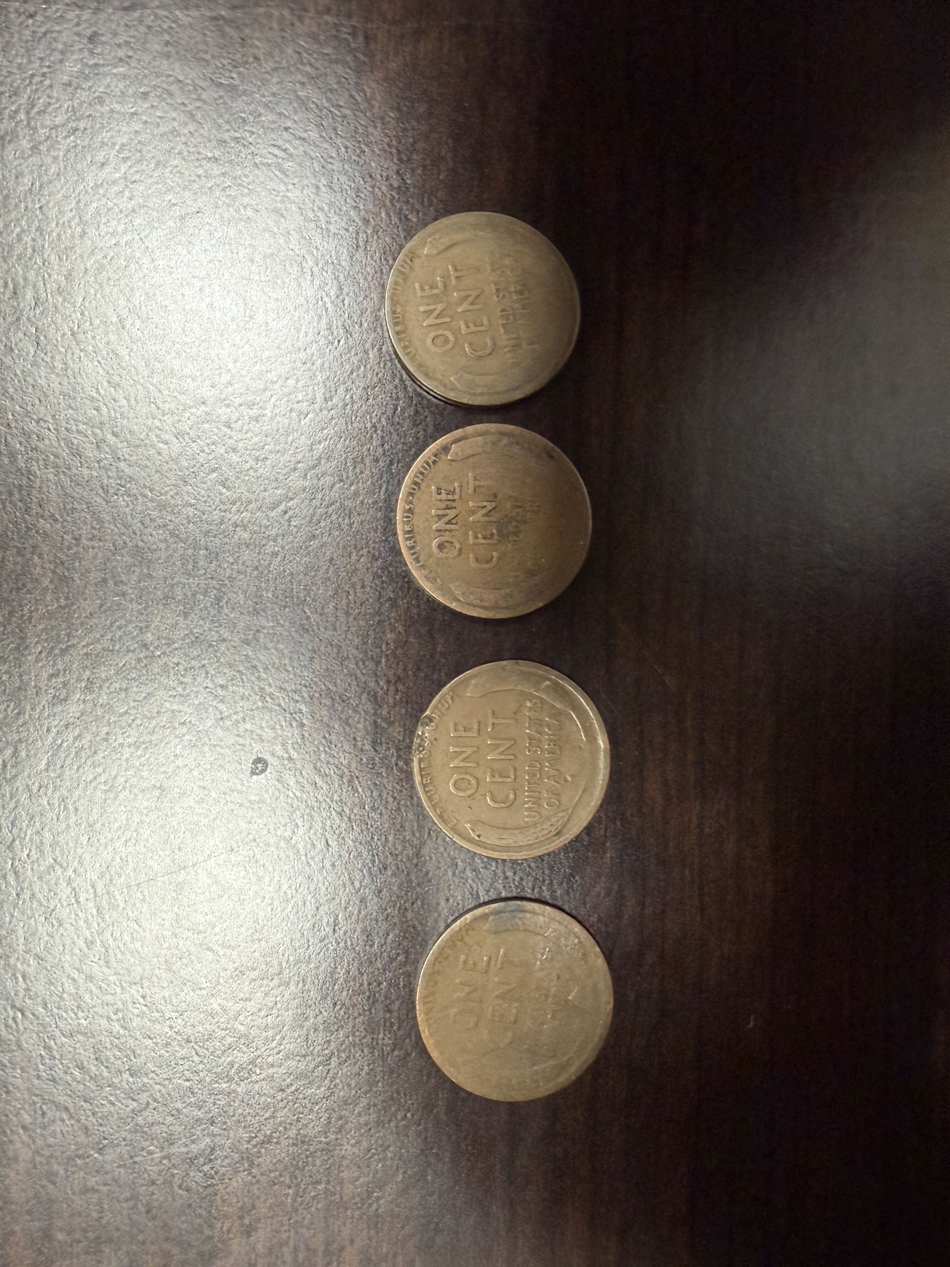 Lot of 4 1915-D Lincoln Wheat Cents Denver Mint Early Wheat Pennies Circulated
