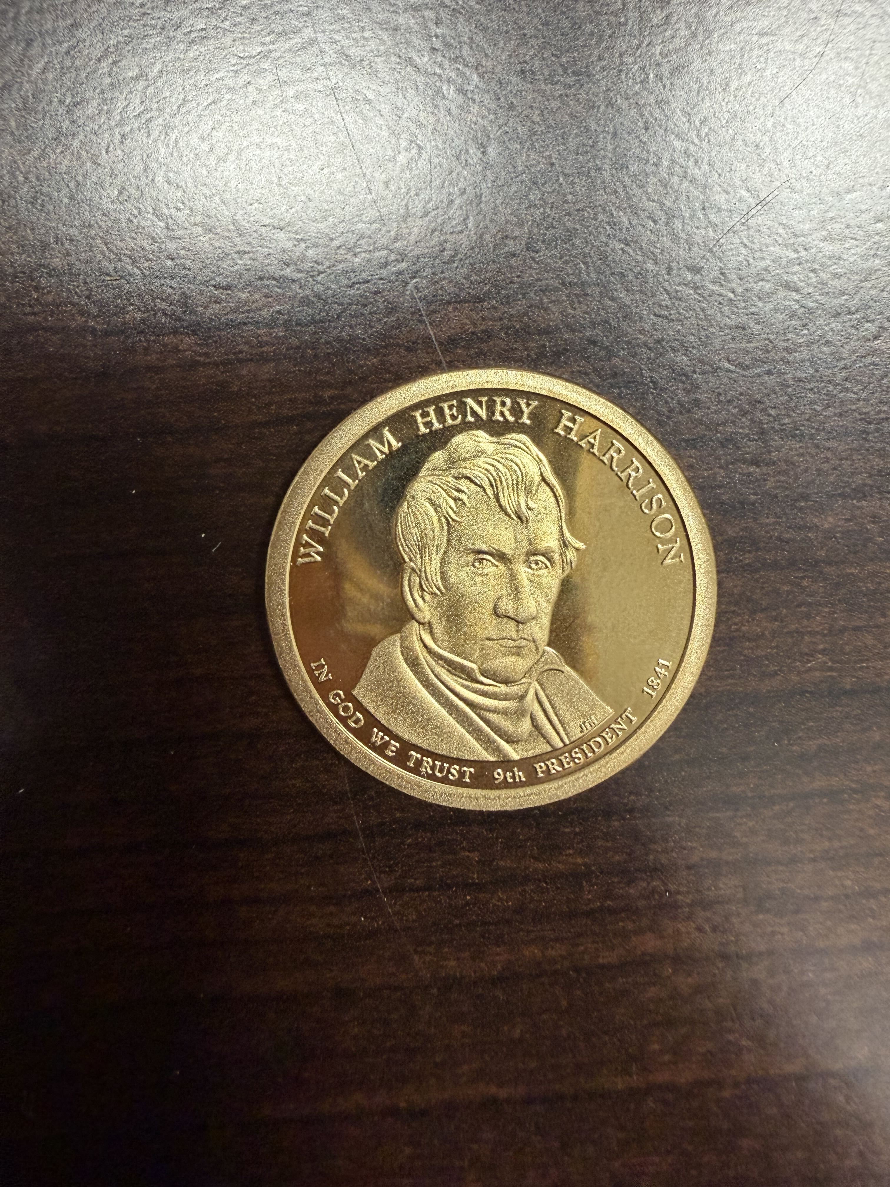 William Henry Harrison Gold Tone Presidential $1 Novelty Token Medal 9th President