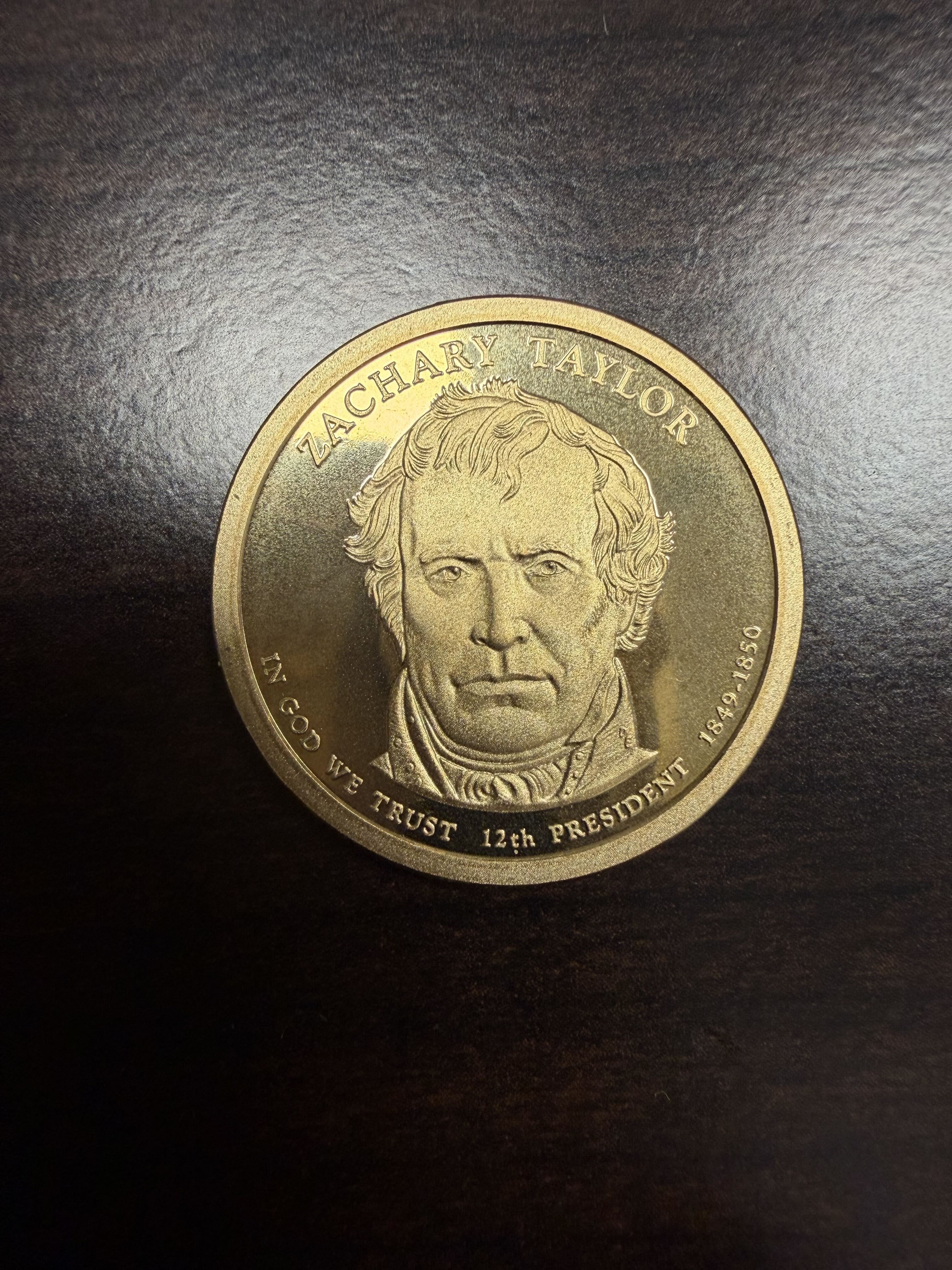 Zachary Taylor Gold Tone Presidential $1 Novelty Token Medal 12th President