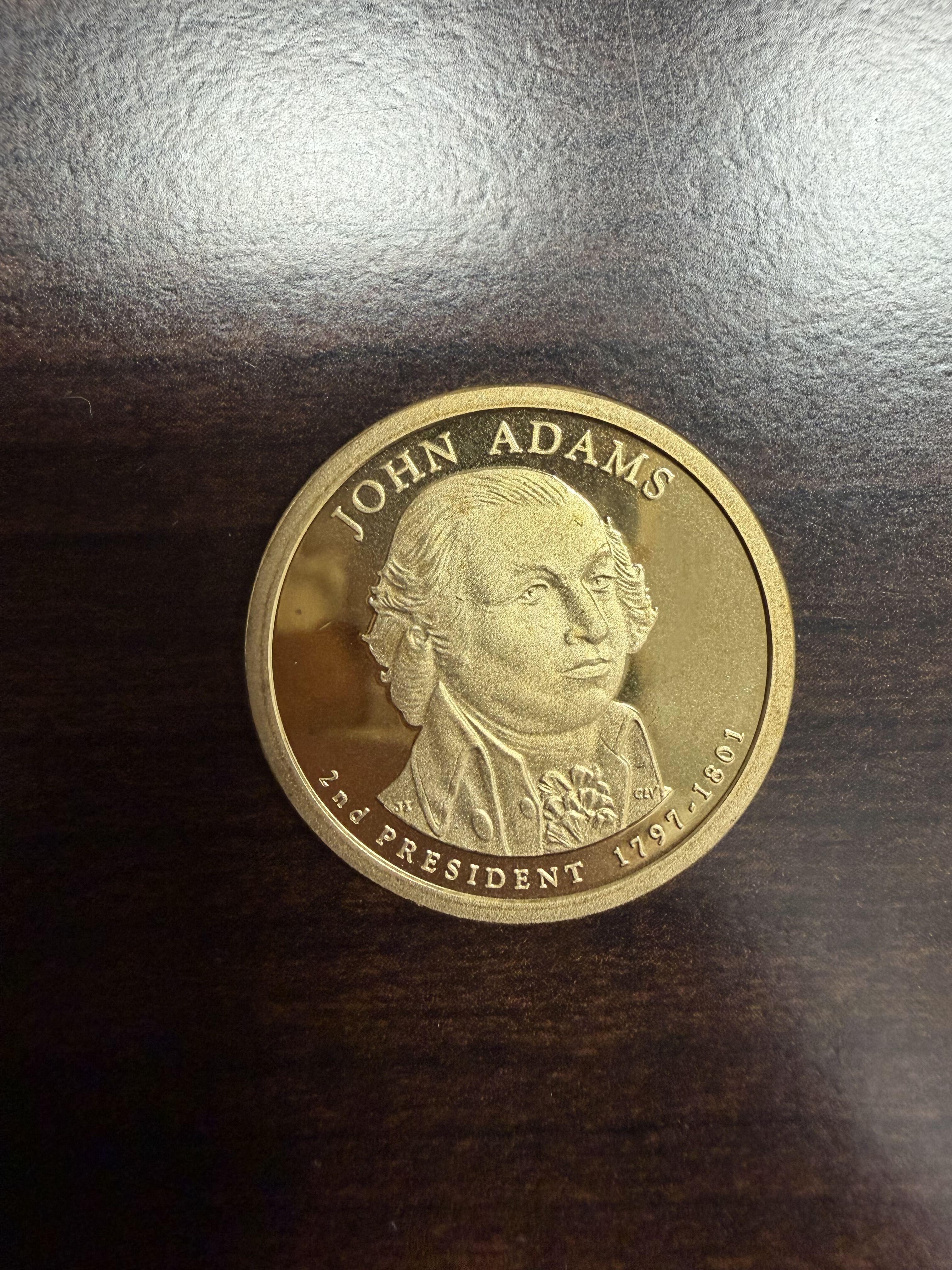 John Adams Gold Tone Presidential $1 Novelty Token Medal 2nd President