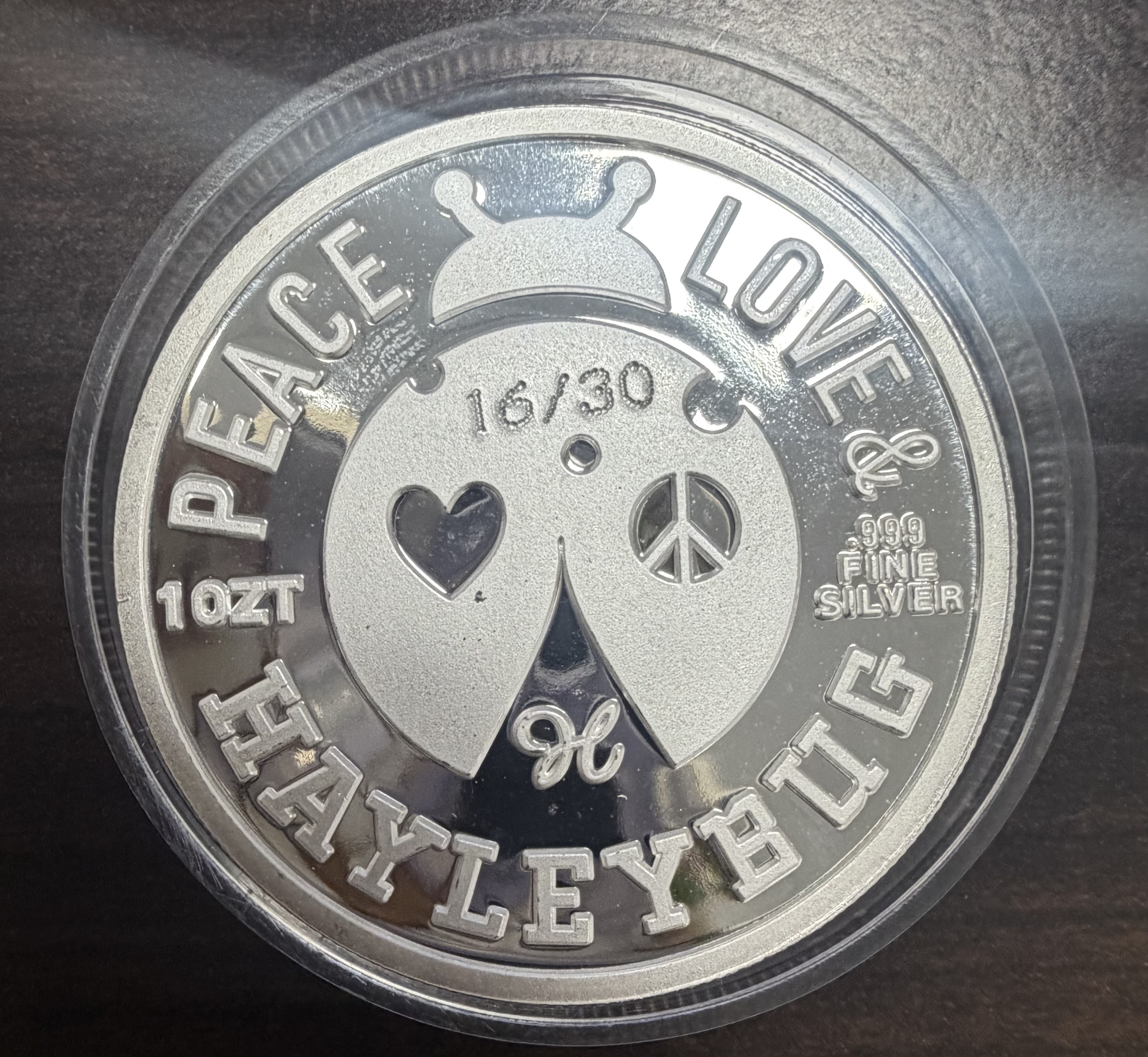  Hayleybug Peace Love 1 oz .999 Fine Silver Colorized Medusa Round #16/30 Limited Edition