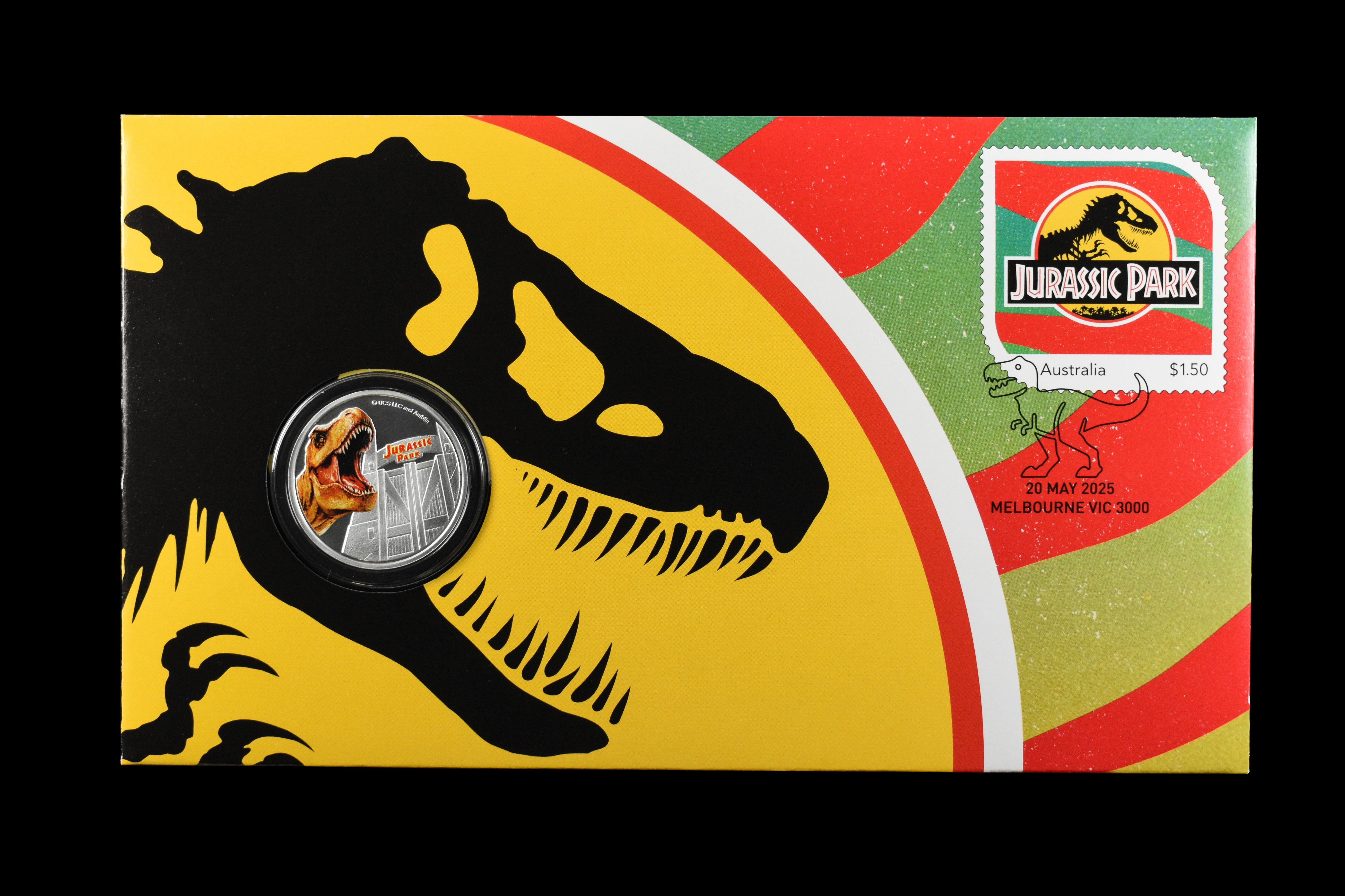 2025 Niue Jurassic Park Coin & Stamp Set Low Mintage of only 5000 pieces.
