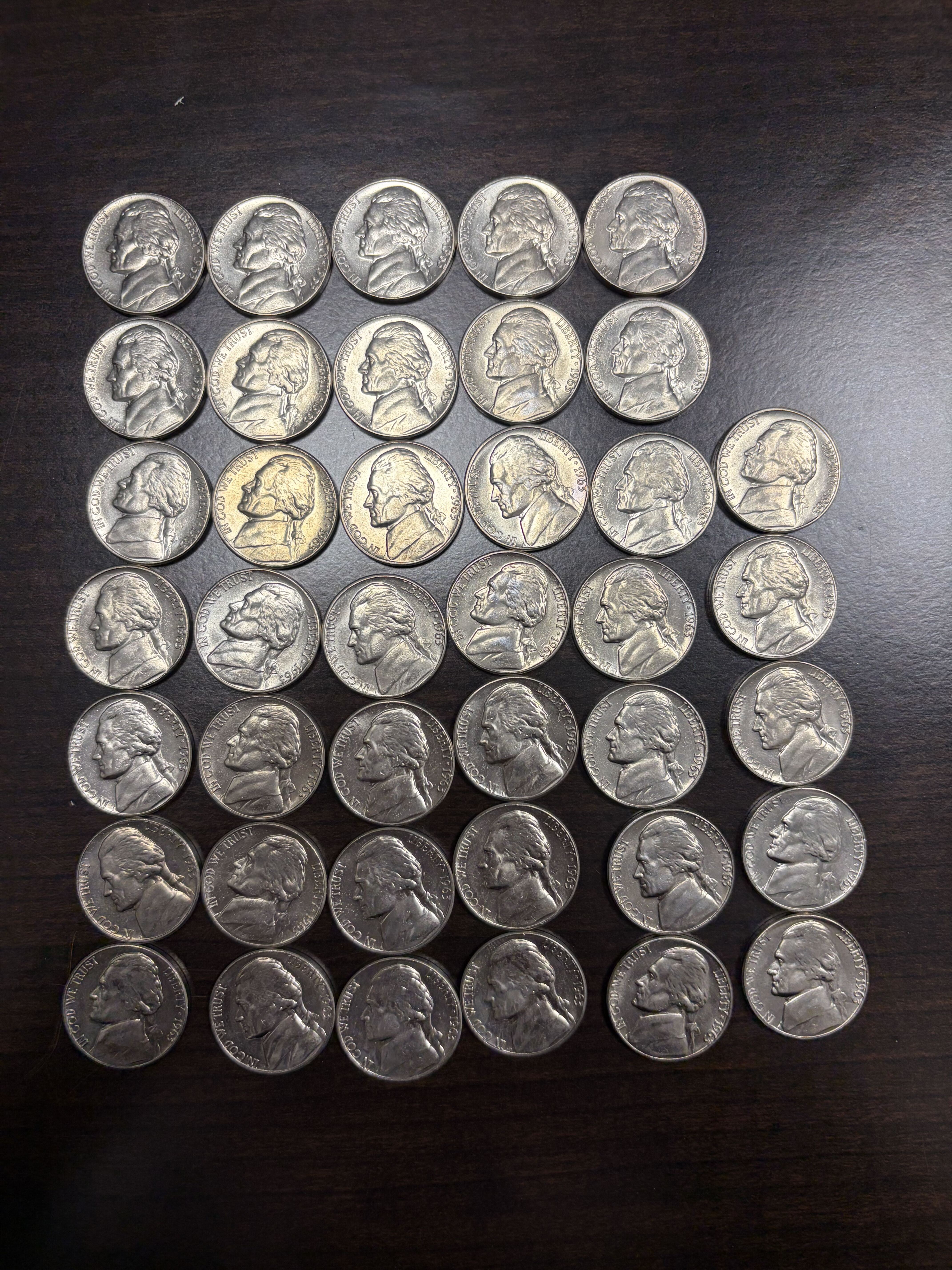 40 Coin Lot Jefferson Nickels 1950s-1960s Vintage US 5 Cent Coins Monticello