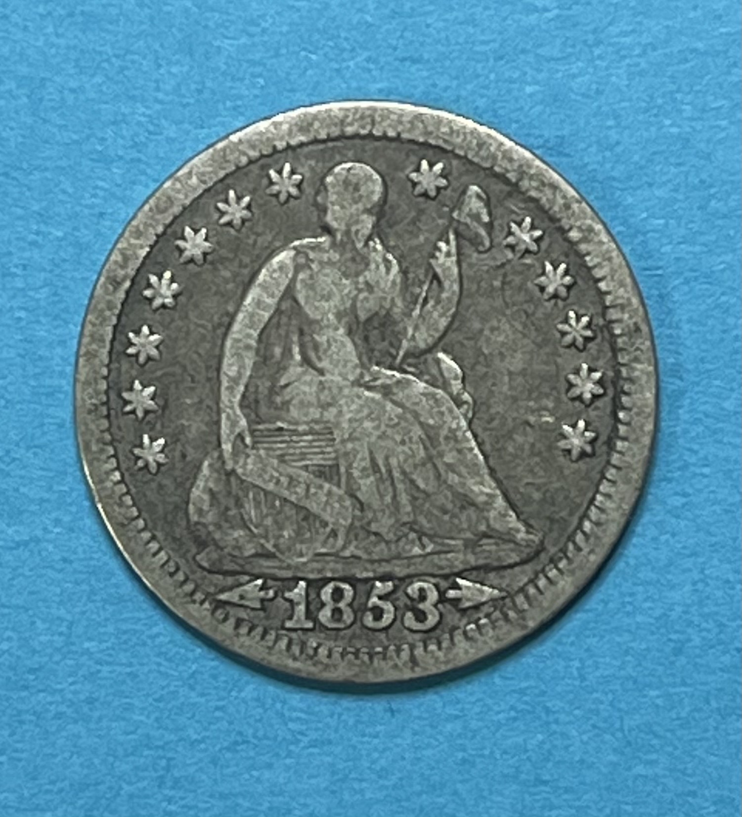 1853 with Arrows Half Dime Very Good Condition