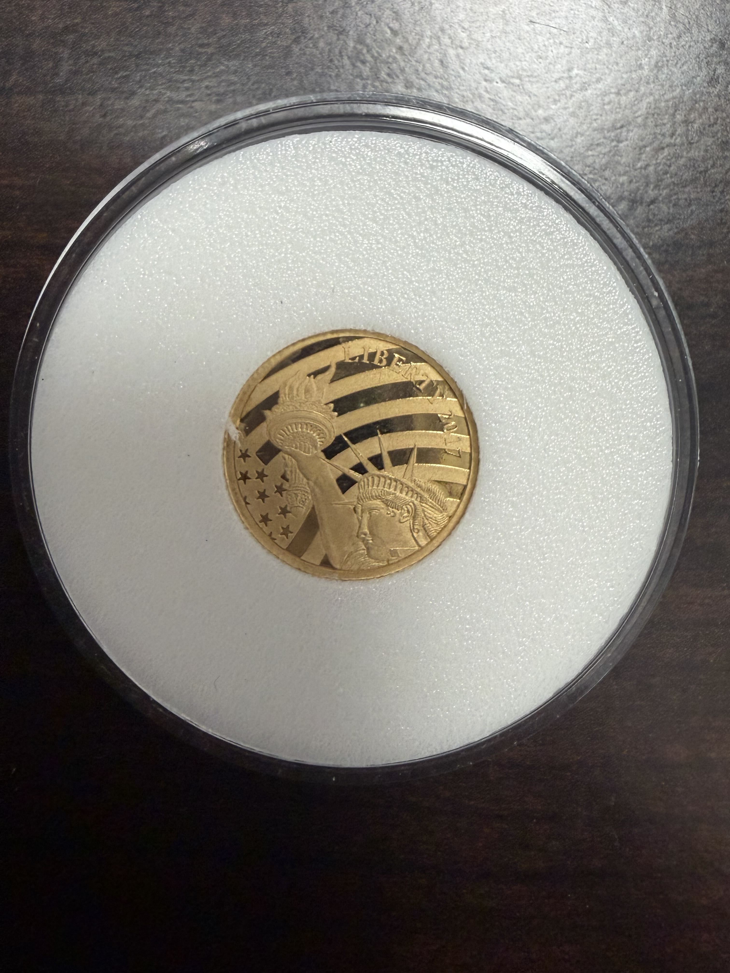 Cook Islands 2017 $5 Gold 1/10oz of .24 Gold Proof Liberty