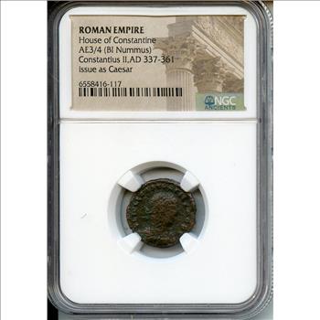 Ancient Roman Coin Constantius II Bronze NGC Graded Nummus