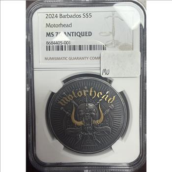 2024 Barbados S$5 Motorhead MS70 Antiqued