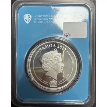 2022 Samoa $5 Looney Tunes Bugs Bunny 1 oz .999 Silver Colorized Coin WB