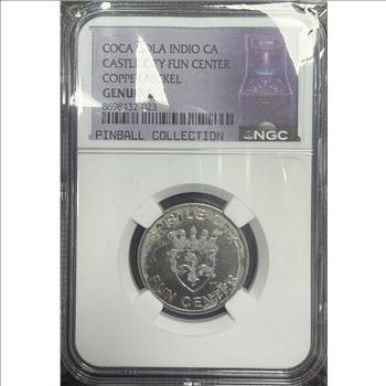 Coca-Cola Castle City Fun Center Indio CA Token NGC Pinnall Collection RARE