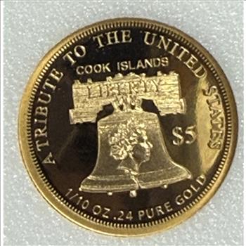 Cook Islands 2015 $5 Gold 1/10oz of .24 Gold Proof Liberty 