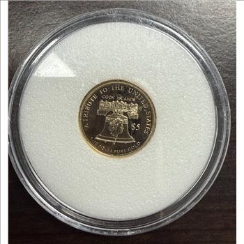 Cook Islands 2021 $5 Gold 1/10oz of .24 Gold Proof Liberty