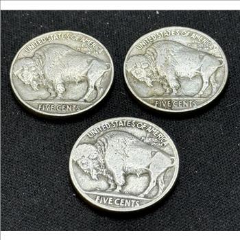 Lot of 3 Different Buffalo Nickels Very Fine Condition