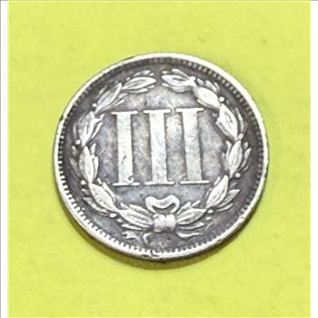 1868 Three Cent Nickel Very Good Condition 