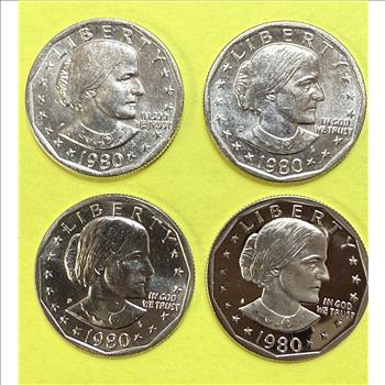 4pc Lot 1980 PDS SBA Dollars BU & Proof