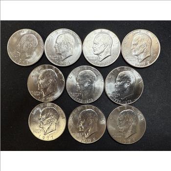 Lot of 10 Different Eisenhower Dollars Uncirculated