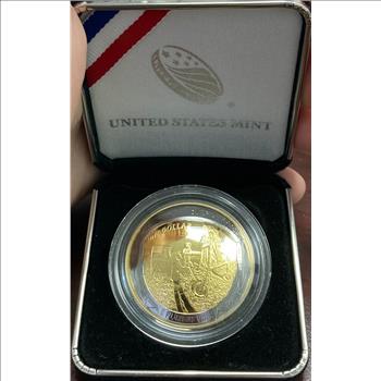 2019 Apollo 11 50th Anniversary Commemorative Proof Silver Dollar Coin Gold Plated in Box