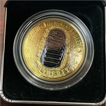 2019 Apollo 11 50th Anniversary Commemorative Proof Silver Dollar Coin Gold Plated in Box