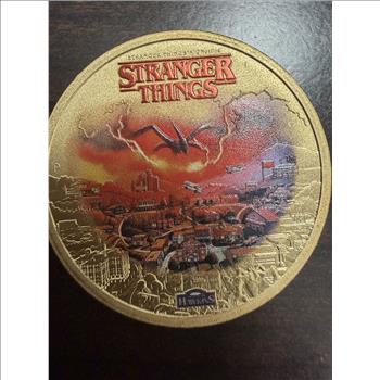 2026 Tuvalu $1 Stranger Things Welcome to Hawkins Gold Plated Color Coin 5,000