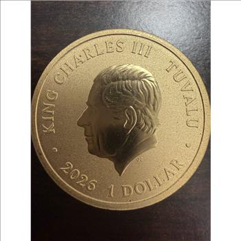 2026 Tuvalu $1 Stranger Things Welcome to Hawkins Gold Plated Color Coin 5,000