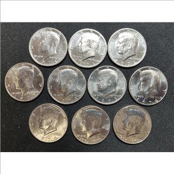 Lot of 10 Different Uncirculated JFK Half Dollars from the 70's