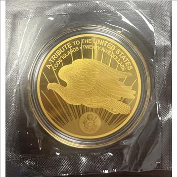 Cook Islands $25 Saint Coin 1200mg of .9999 Fine Gold with/COA