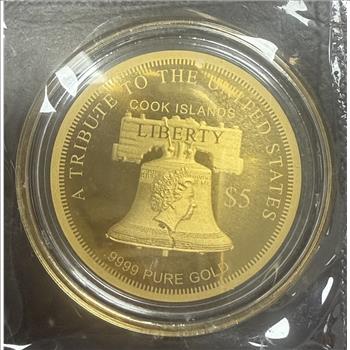 Cook Island 2022 $5 America Quintuple Eagle Ultra Thin Coin Fine Gold