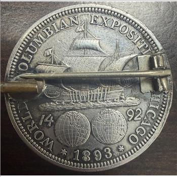 Victorian 1893 World's Columbian Exposition Monogram Brooch Pin Coin Jewelry