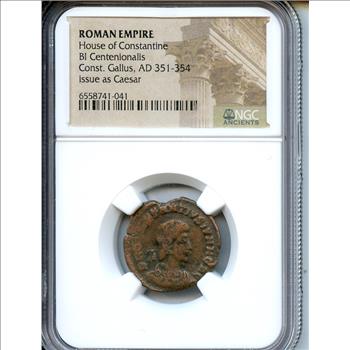 Ancient Roman Coin Constantine Gallus Centenionalis Issued as Caesar NGC Graded