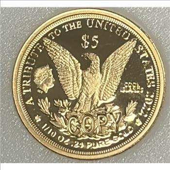 Cook Islands 2022 $5 Gold 1/10oz of .24 Gold Proof Morgan Design