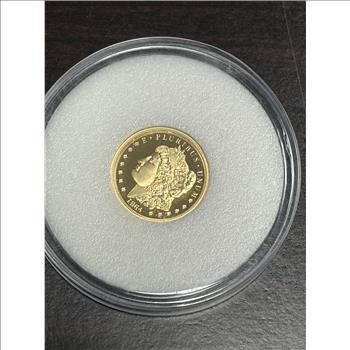 Cook Islands 2022 $5 Gold 1/10oz of .24 Gold Proof Morgan Design