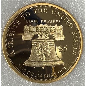 Cook Islands 2015 $5 Gold 1/10oz of .24 Gold Proof Liberty