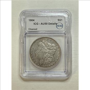 1904 P Morgan Silver Dollar ICG AU50 Details