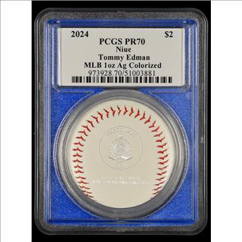2024 Niue $2 Silver MLB Celebrity Mint Tommy Edman Signed PCGS PR70