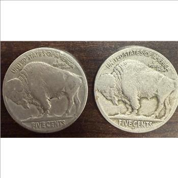 1927-S Buffalo Nickel + No Date Buffalo Nickel Lot of 2 Circulated Coins