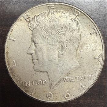 1964 Kennedy Half Dollar 90% Silver Circulated US Coin Philadelphia No Mint Mark
