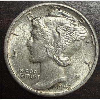 1943 Mercury Silver Dime 90% Silver Philadelphia Mint Circulated US Coin