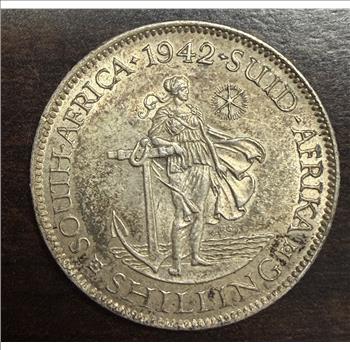 1942 South Africa 1 Shilling George VI 80% Silver KM#28 World Coin